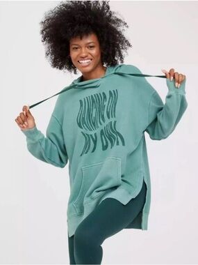 Offline By Aerie Hoodie Green Dancing On My Own Graphic Oversized Women’s Sz X